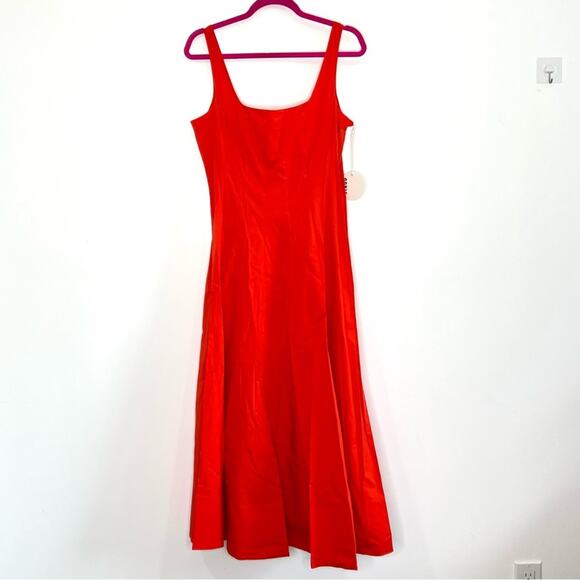 NWT NEW STAUD Wells Poplin Scoop Midi Dress - Picture 4 of 10